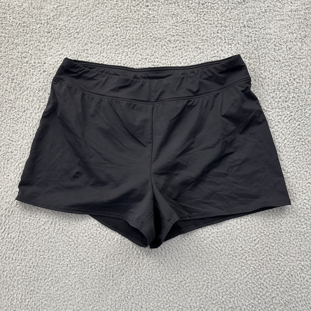 Lands' End Tummy Control Swim Shorts Black Outdoor Travel Vacation Women's 14